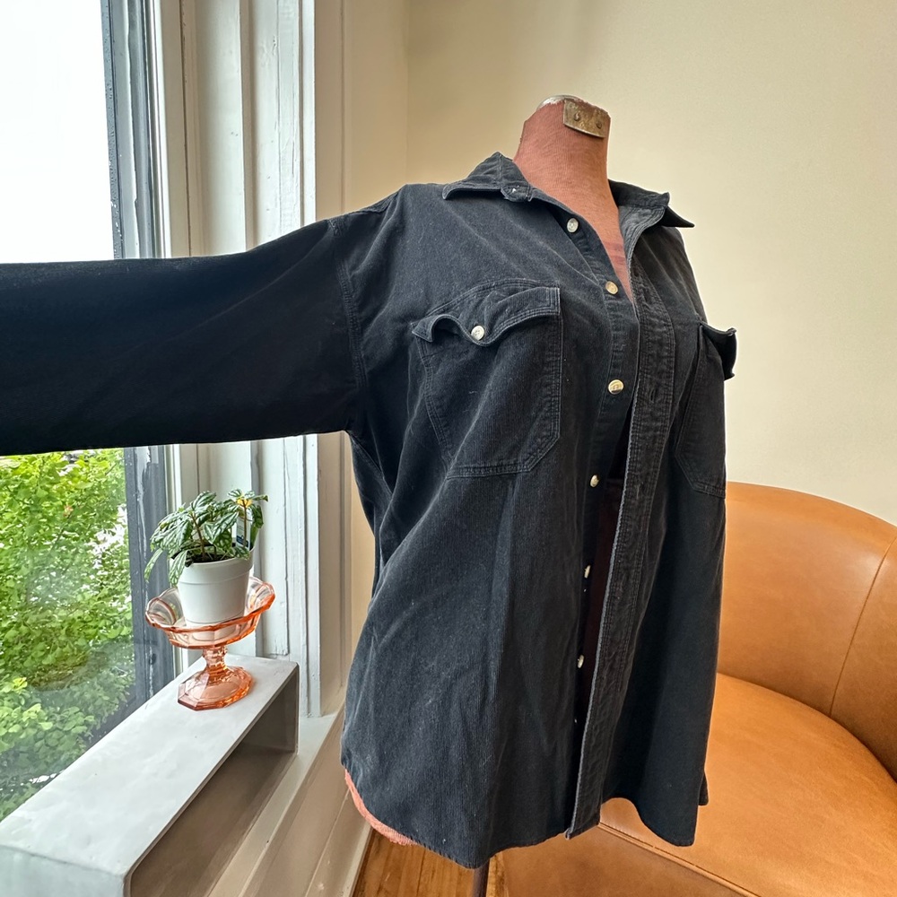Corduroy Black Button-Up Shirt